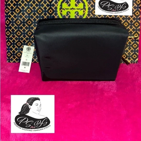 NWT Tory Burch Nylon Medium Cosmetic Case Black - Picture 4 of 6